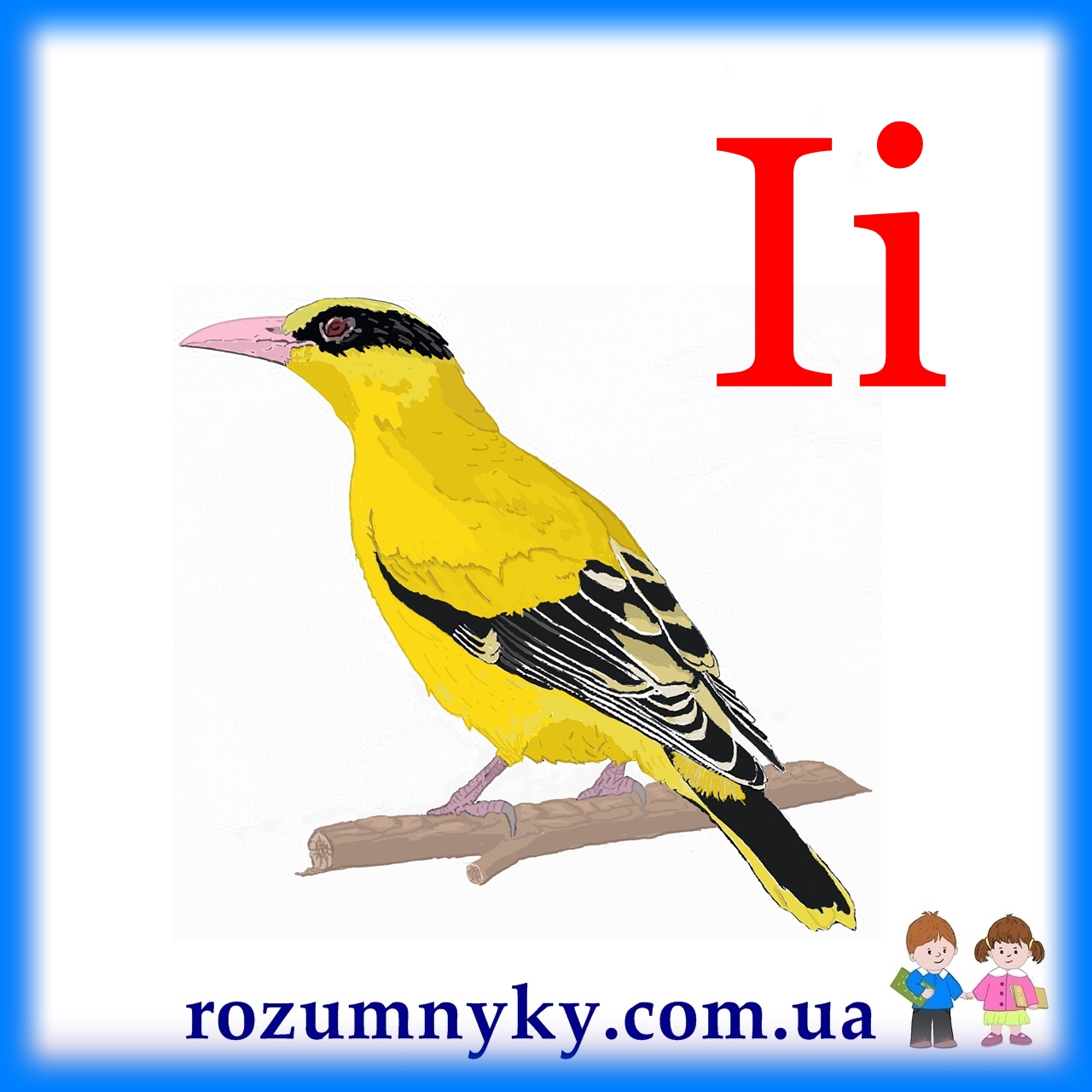 І, іволга, абетка, картка з малюнком